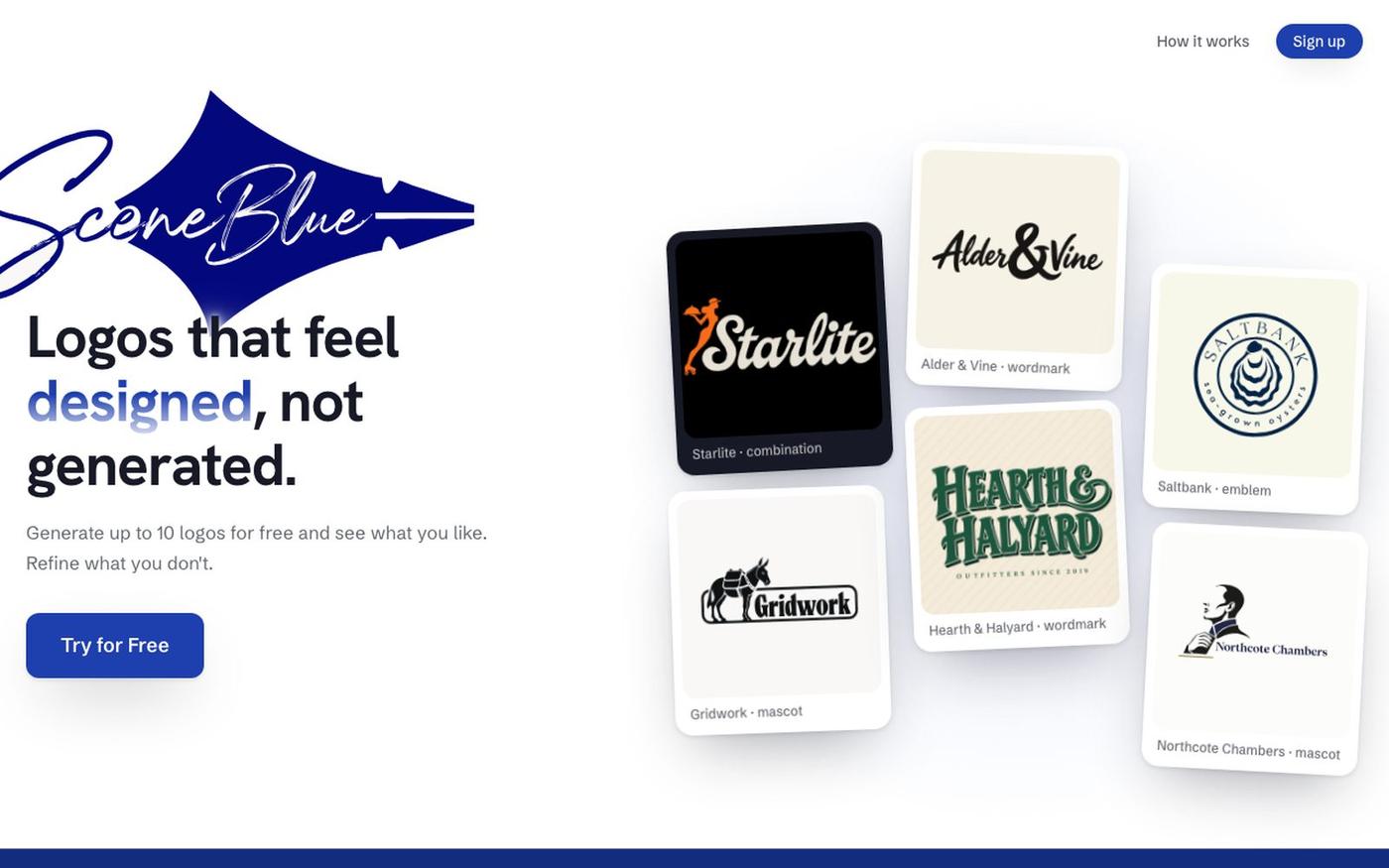 SceneBlue — AI Logo Generator & Brand Director — screenshot
