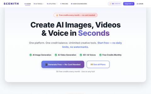 Scenith – AI Content Creation Platform for Images, Videos & Voice — screenshot
