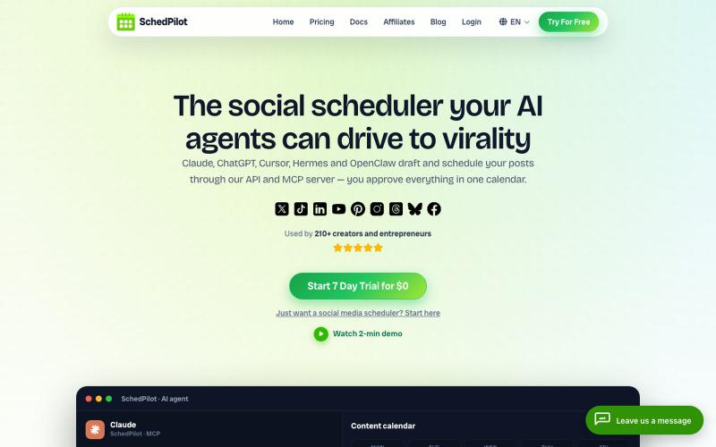 Schedpilot - social media management for AI Agents — screenshot