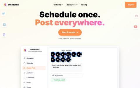 Schedulala - Schedule Social Media Posts to 11+ Platforms | Schedulala — screenshot