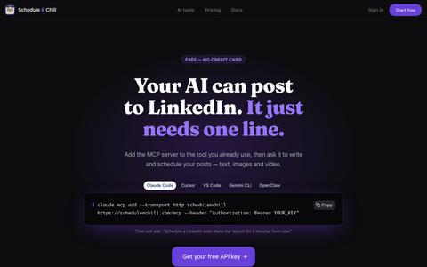 Free LinkedIn Scheduler with MCP Server | Schedule & Chill — screenshot