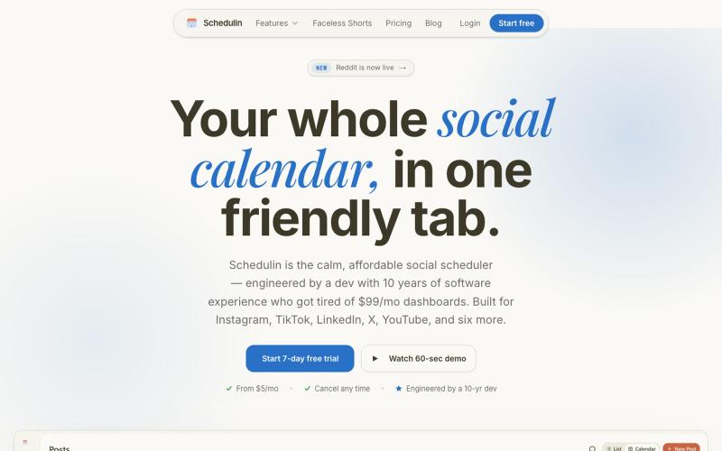 Schedulin — Social Media Scheduler for TikTok, Instagram, LinkedIn & More — screenshot