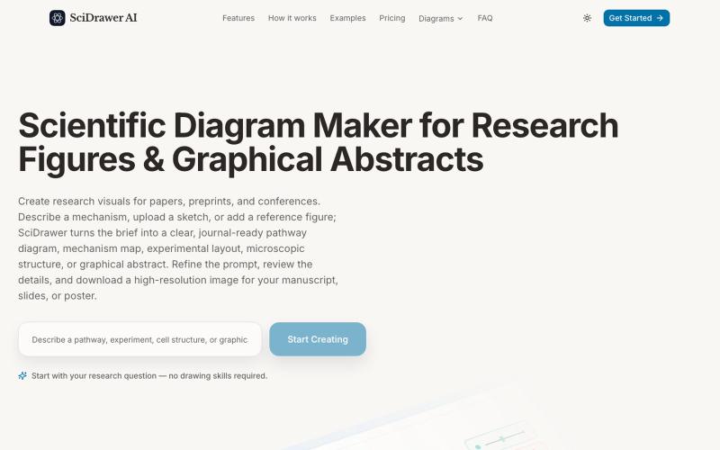 Scientific Diagram Maker for Research Figures | SciDrawer AI — screenshot
