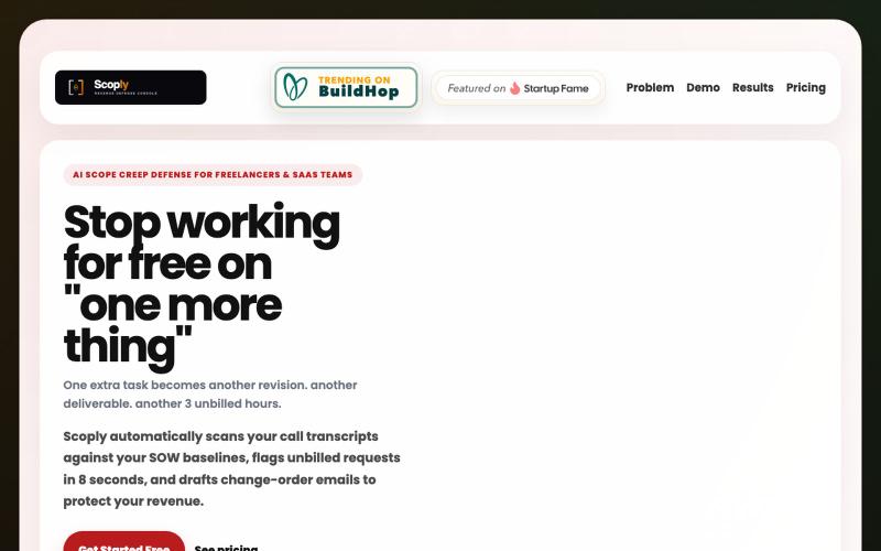 Scoply - Scope Creep Detection for SaaS Teams & Freelancers — screenshot