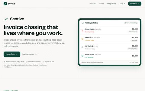 Scotive — Invoice Chasing Software to Get Paid Faster — screenshot