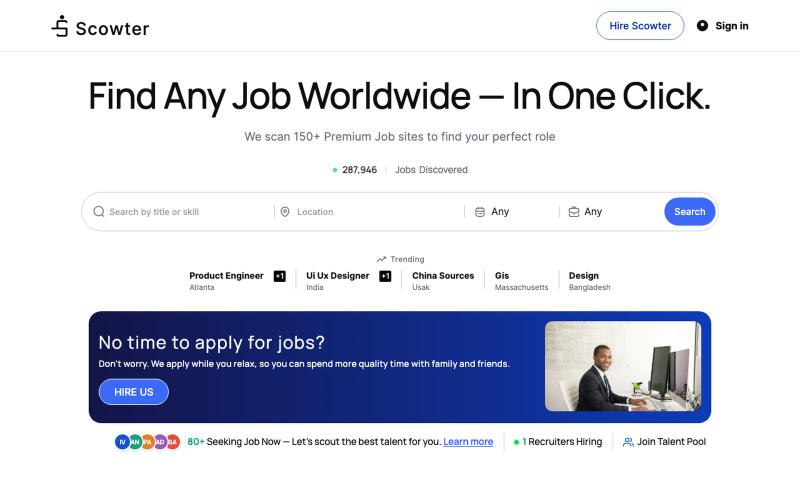 Discover Jobs from 150+ Sites | We Handle Your Job Hunt, You Relax — Scowter — screenshot