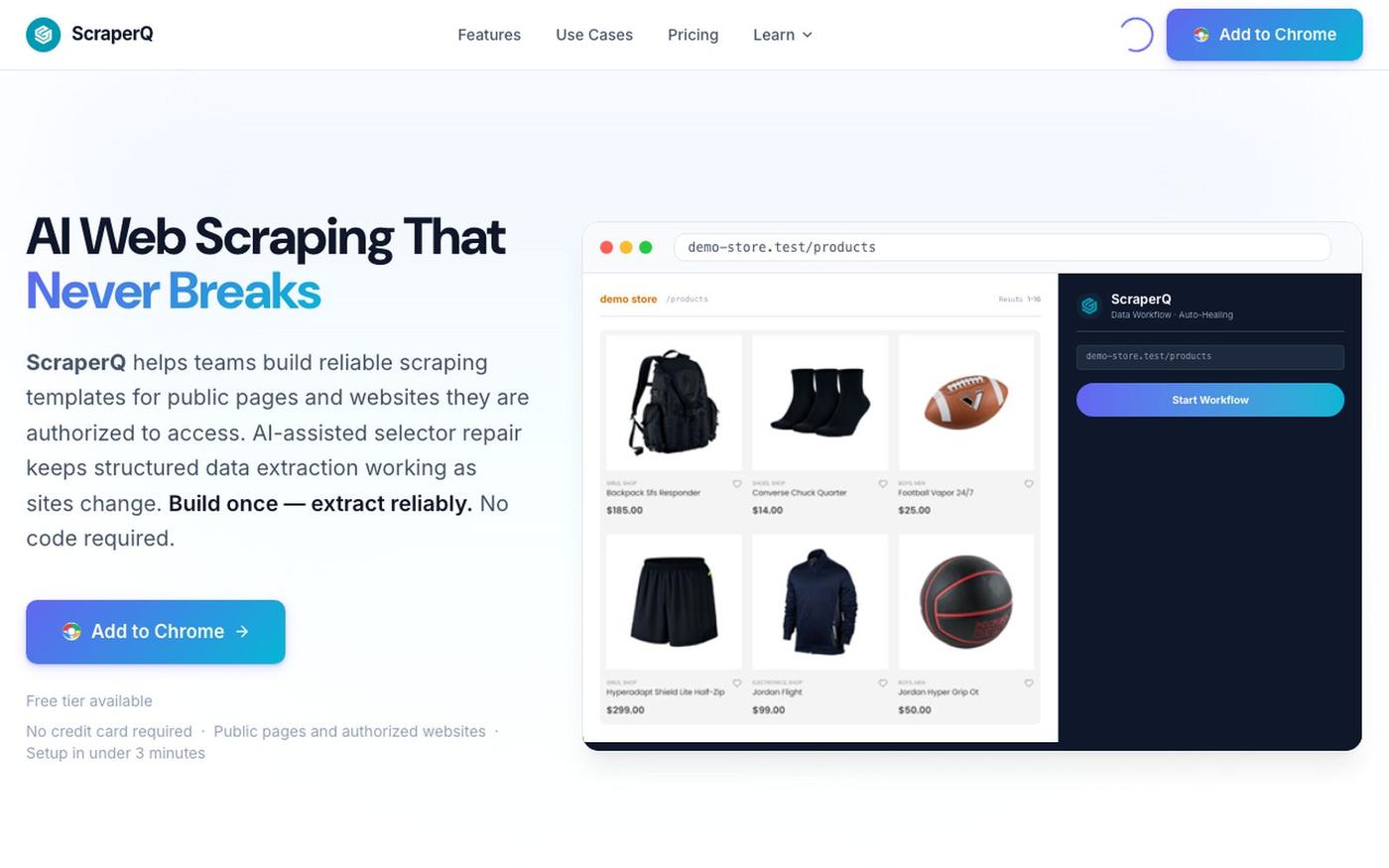 ScraperQ — AI Web Scraper with Auto-Healing Selectors — screenshot