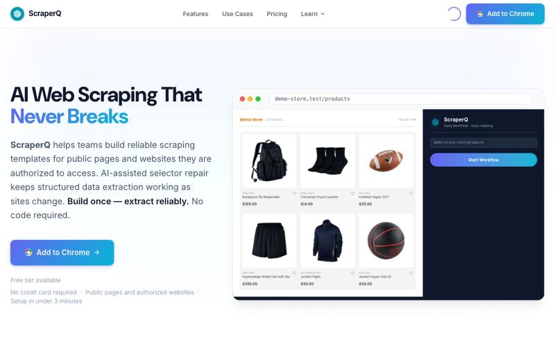 ScraperQ — AI Web Scraper with Auto-Healing Selectors — screenshot