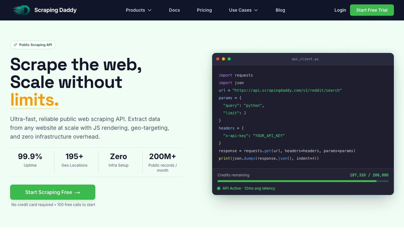 Public Web Scraping API — screenshot