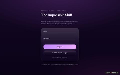 Today — The Impossible Shift — screenshot