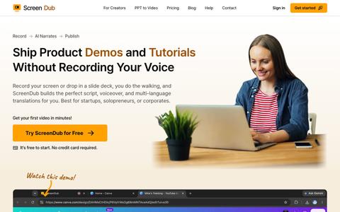 AI Product Demo, Tutorial & Video Documentation Maker | ScreenDub — screenshot