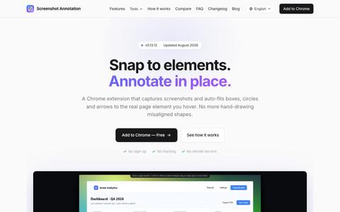 Screenshot Annotation — Snap to elements, annotate in place — screenshot