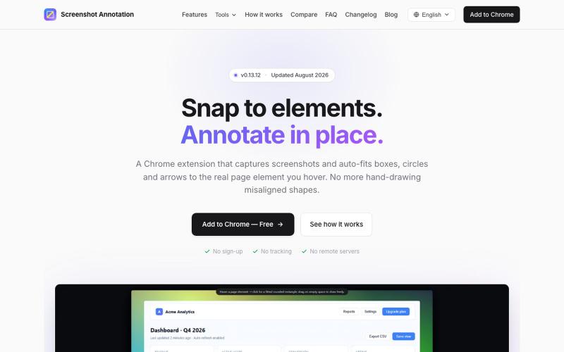 Screenshot Annotation — Snap to elements, annotate in place — screenshot