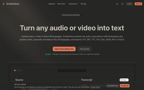 ScribeToAny — Free Audio & Video to Text Transcription — screenshot