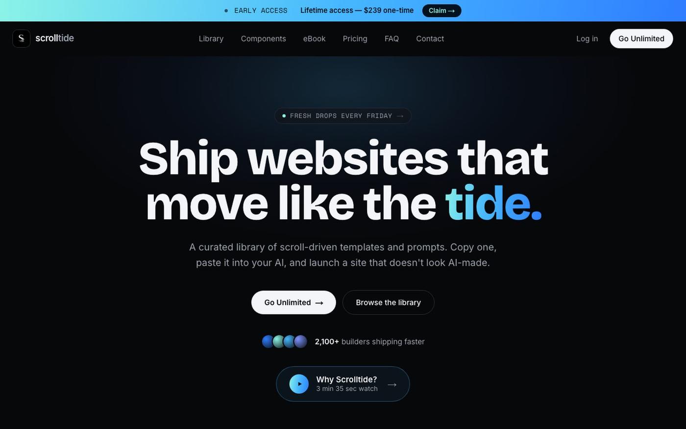 Scrolltide — Cinematic website prompts & templates — screenshot