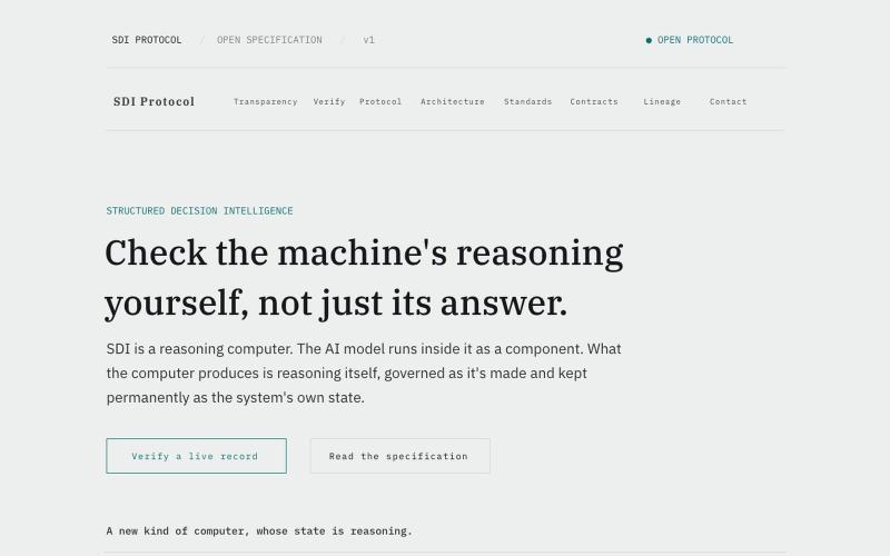 SDI Protocol | A Reasoning Computer for AI — screenshot