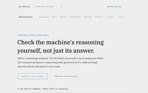 SDI Protocol | A Reasoning Computer for AI — screenshot