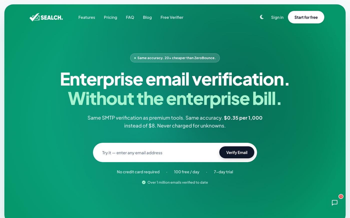 Sealch Pro — Cheap Email Verification | $0.35 per 1,000 — screenshot