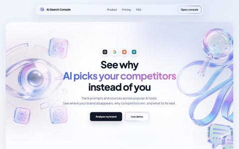 AI Search Console — AI Visibility Tracking for ChatGPT, Perplexity & Gemini — screenshot
