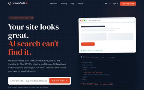 SearchAudit.io — AI-search readiness audit — screenshot