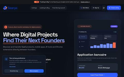 Searya — Discover Digital Projects, SaaS, Apps & AI Tools — screenshot