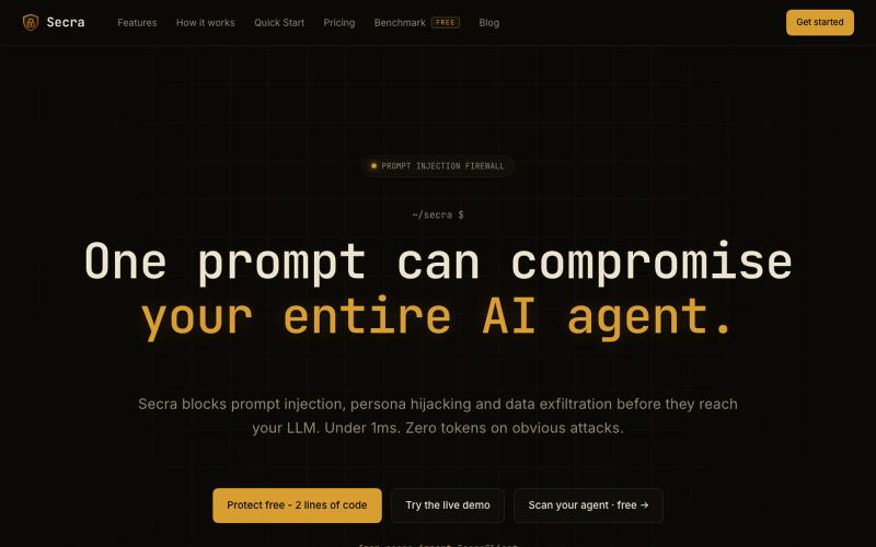 Secra - The security layer every AI agent needs — screenshot