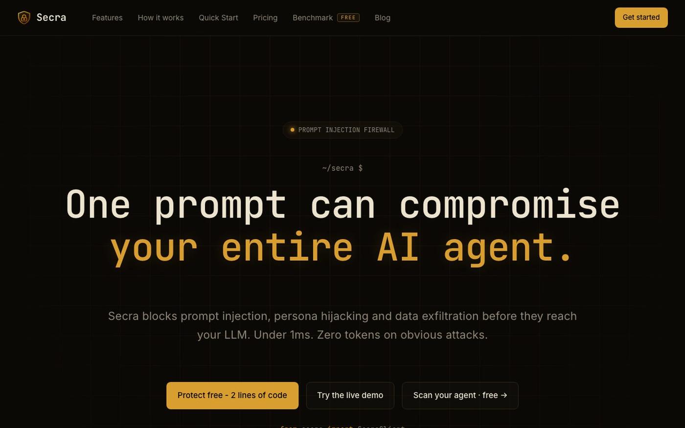 Secra - The security layer every AI agent needs — screenshot