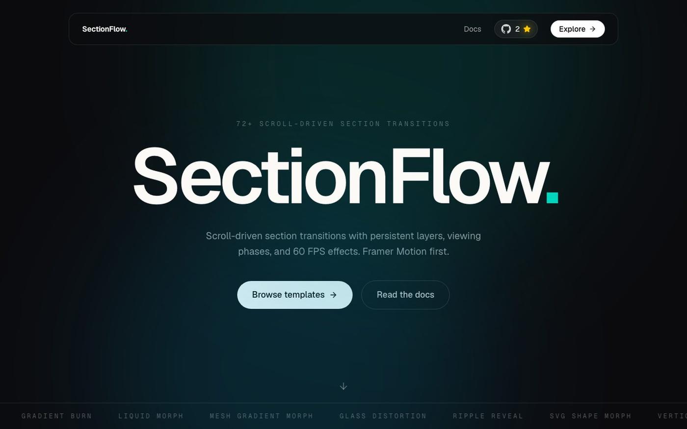 SectionFlow – React Section Transition Library — screenshot
