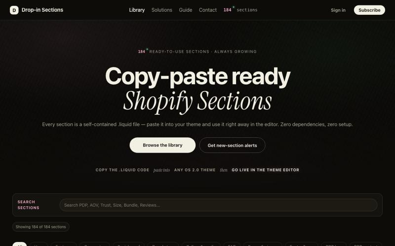 Drop-in Sections — 复制即用的 Shopify 模块库 — screenshot