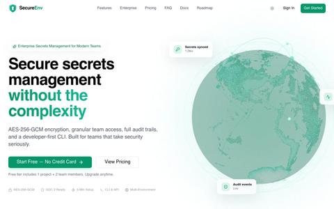 SecureEnv — Secure Secrets Management for Modern Teams — screenshot