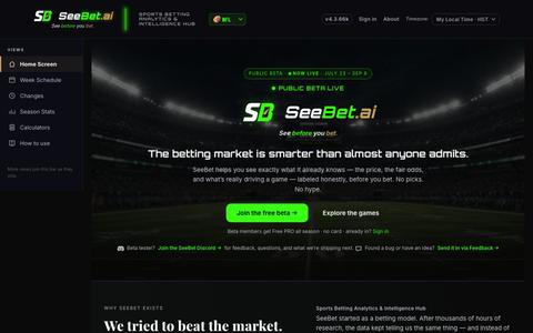 SeeBet.ai | Sports Betting Analytics & Intelligence — screenshot