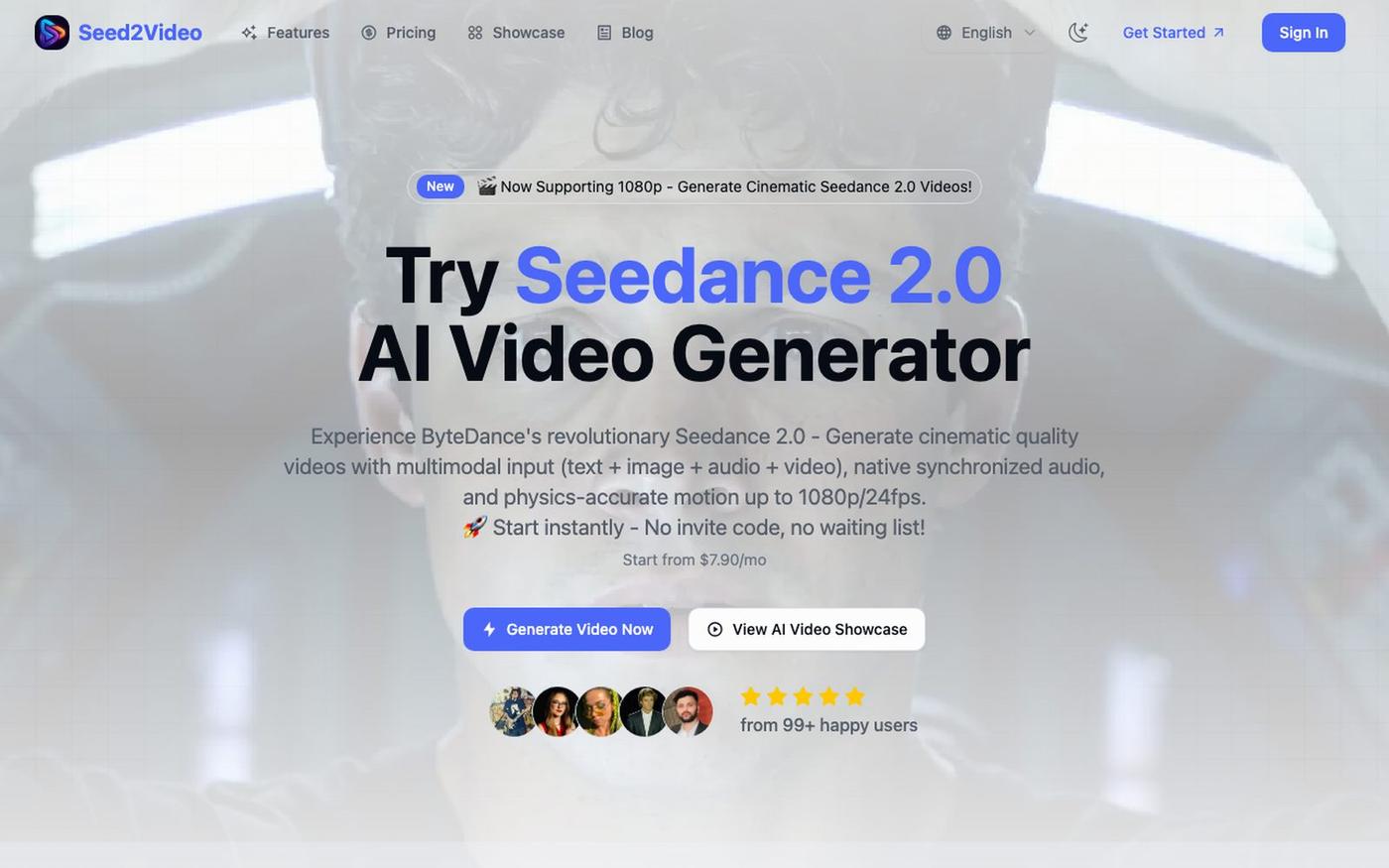 Seedance 2.0 AI Video Generator | Seed2Video — screenshot