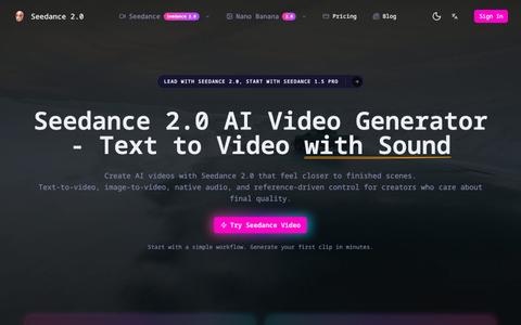 Seedance 2.0 — 720p AI Video with Sound & References — screenshot