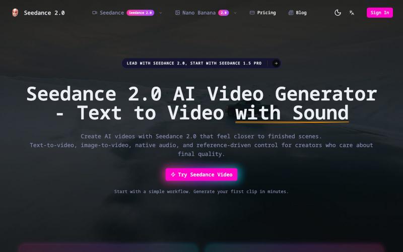 Seedance 2.0 — 720p AI Video with Sound & References — screenshot