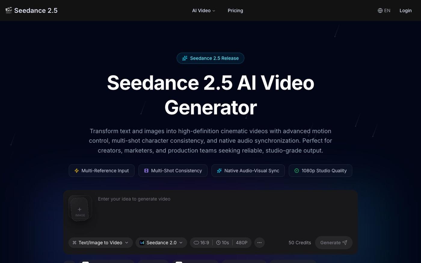Seedance 2.5 AI Video Generator — screenshot