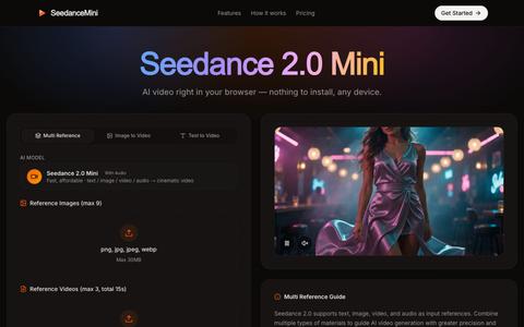 Seedance 2.0 Mini | Seedance Mini Online — screenshot