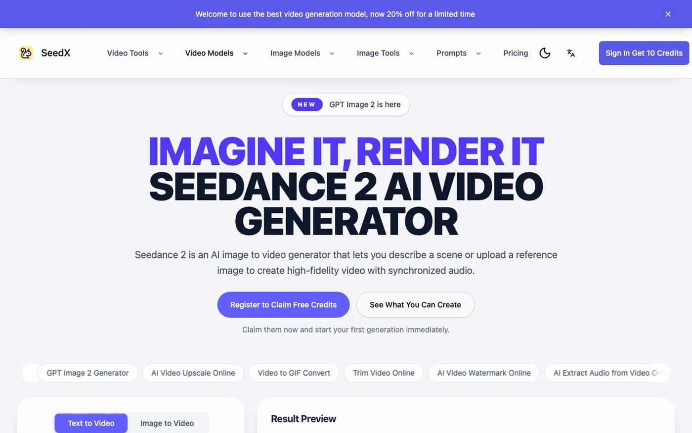 Seedance 2 AI Video Generator - IMAGINE IT, RENDER IT — screenshot