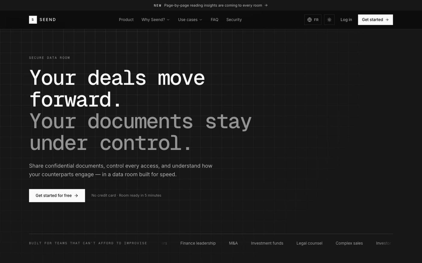 Seend — La data room qui fait avancer vos deals — screenshot