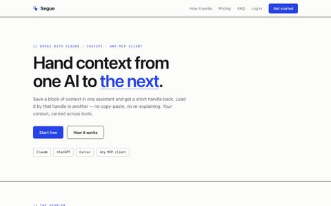 Segue — hand context from one AI to the next — screenshot