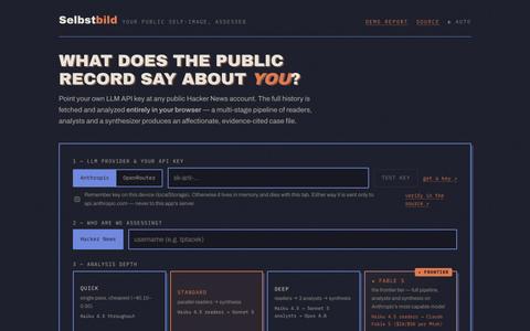 Selbstbild — BYOK social profile assessment — screenshot