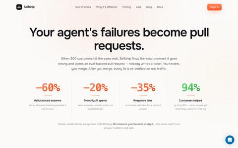 Selfship — your agent's failures become pull requests — screenshot