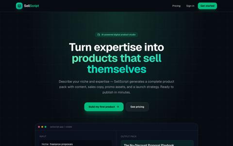 SellScript — Turn what you know into a digital product — screenshot