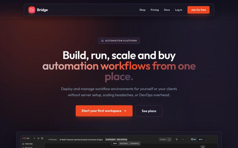 Build, run, scale and buy automation workflows from one place — screenshot