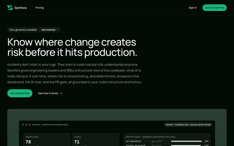 Semfora: Know where change creates risk — screenshot