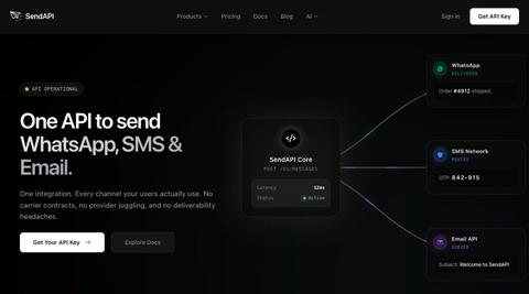SendAPI – Multichannel Messaging API | WhatsApp, SMS & Email — screenshot