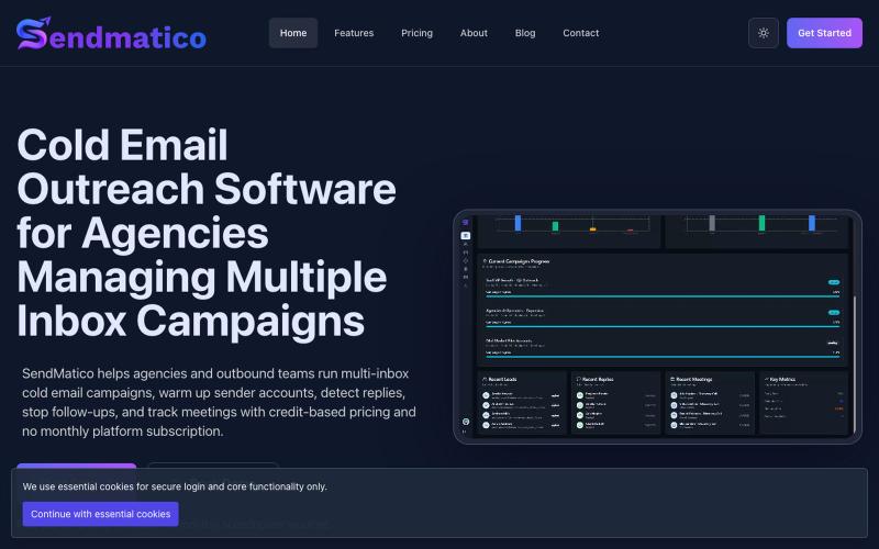 Cold Email Software for Agencies | SendMatico — screenshot