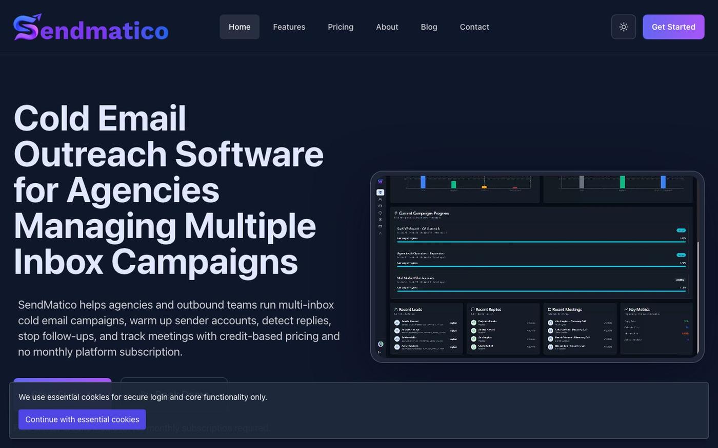 Cold Email Software for Agencies | SendMatico — screenshot