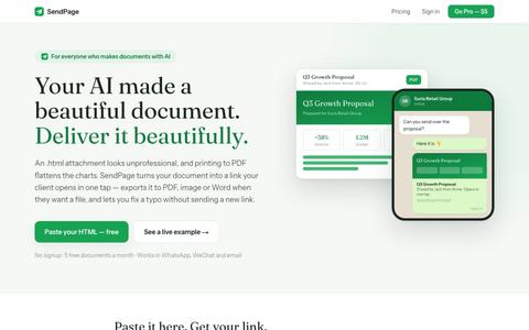 SendPage — share AI documents professionally — screenshot