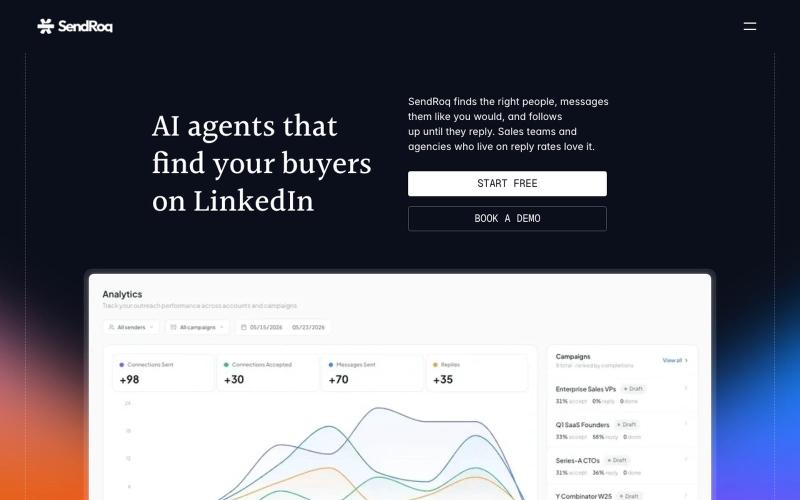 SendRoq | LinkedIn Outreach Automation & Intent-Based Lead Generation — screenshot