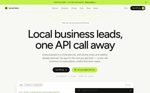 The Local Lead Data API — screenshot